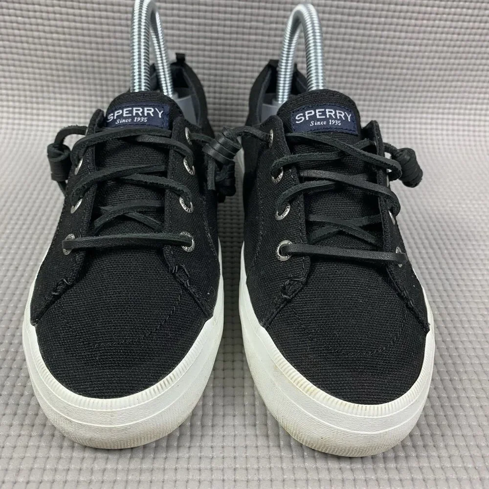 Sperry Women’s Crest Vibe Sneakers Shoes Linen Black Sts99251 US Size 6